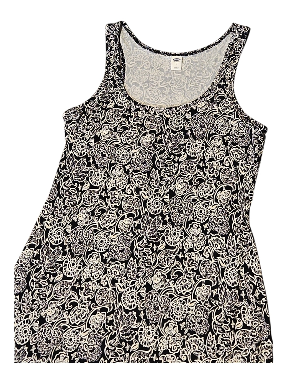 Old Navy Maxi Dress Sleeveless Black & White Floral Print Womens M
